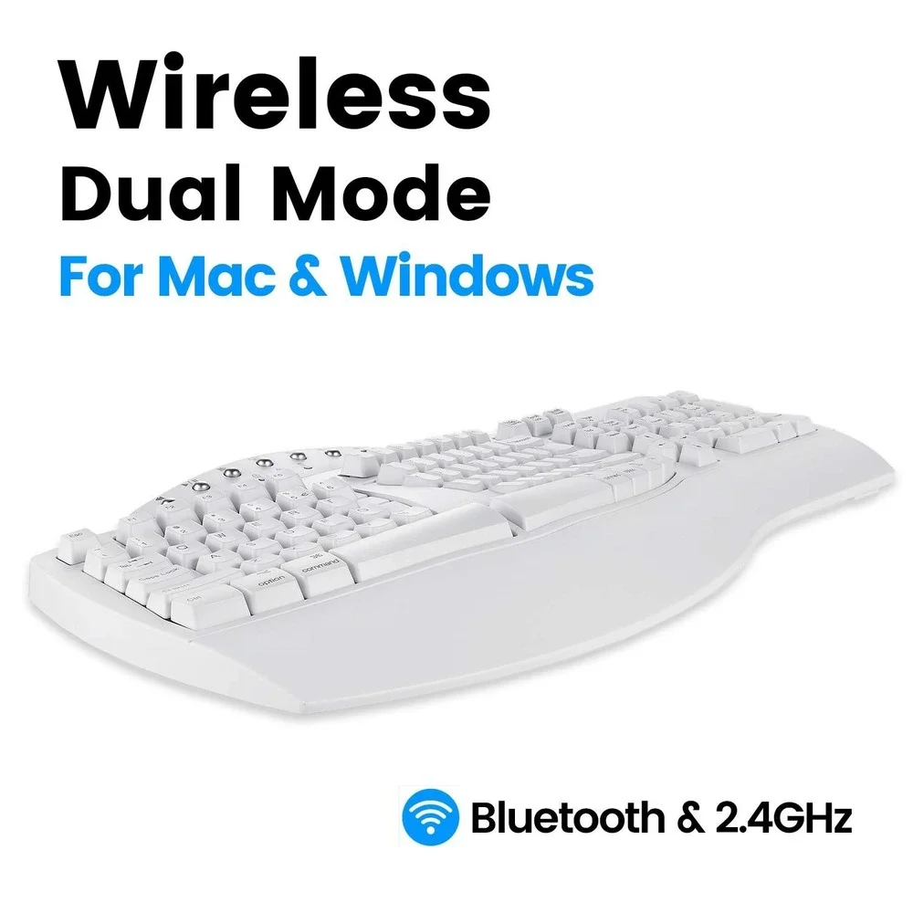 Perixx Periboard-612 Wireless‎ Ergonomic Split Keyboard USB White Mac Windows